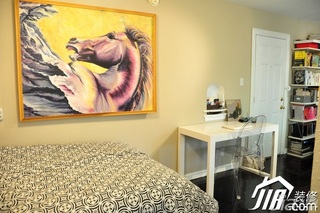 地中海风格小户型舒适经济型40平米卧室卧室背景墙书桌图片
