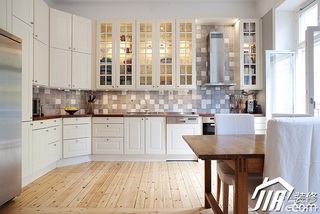 北欧风格公寓简洁白色经济型厨房橱柜图片