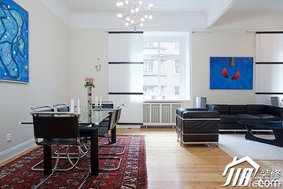 北欧风格公寓简洁经济型客厅背景墙餐桌图片