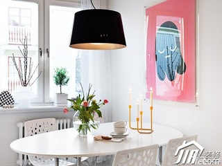 北欧风格公寓舒适白色经济型餐厅背景墙灯具效果图