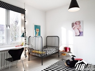 北欧风格公寓黑白经济型卧室床图片