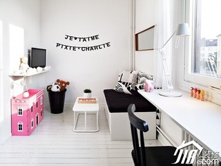 北欧风格公寓黑白经济型儿童房书桌图片