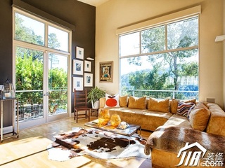 美式乡村风格别墅奢华富裕型客厅背景墙沙发图片