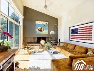 美式乡村风格别墅奢华富裕型客厅沙发背景墙沙发效果图
