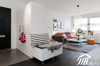 北欧风格公寓简洁白色富裕型80平米客厅沙发背景墙沙发图片
