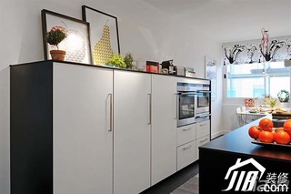 北欧风格公寓简洁白色富裕型80平米厨房橱柜设计图