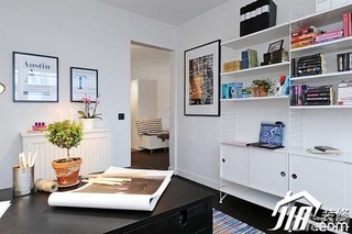 北欧风格公寓简洁白色富裕型80平米书房书架效果图