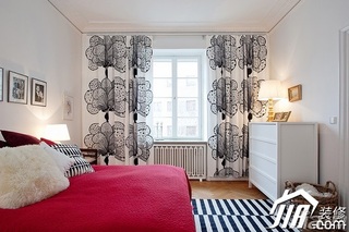 北欧风格二居室温馨经济型80平米卧室背景墙床图片