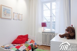 北欧风格二居室白色经济型80平米儿童房卧室背景墙儿童床图片