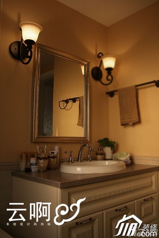 美式乡村风格三居室富裕型卫生间灯具图片