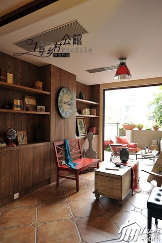 美式乡村风格别墅奢华原木色豪华型140平米以上客厅沙发图片