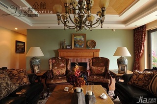 美式乡村风格别墅奢华原木色豪华型140平米以上客厅沙发效果图