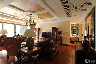 美式乡村风格别墅奢华原木色豪华型140平米以上客厅灯具图片