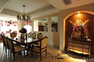 美式乡村风格别墅奢华原木色豪华型140平米以上餐厅餐桌效果图