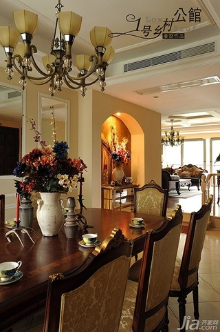 美式乡村风格别墅奢华原木色豪华型140平米以上餐厅餐桌图片