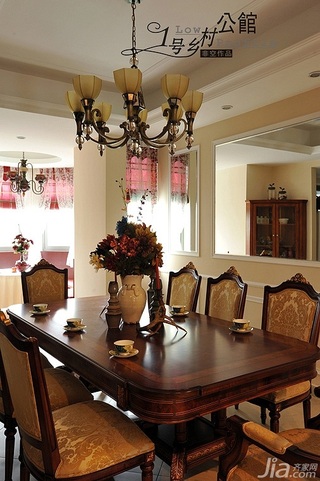 美式乡村风格别墅奢华原木色豪华型140平米以上餐厅餐桌图片