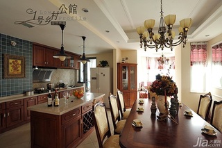 美式乡村风格别墅奢华原木色豪华型140平米以上厨房灯具效果图