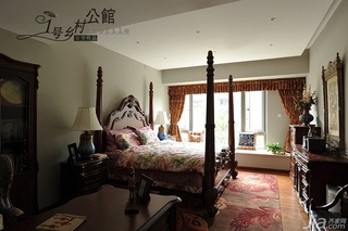 美式乡村风格别墅奢华原木色豪华型140平米以上卧室床图片