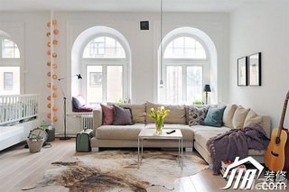 北欧风格公寓简洁白色经济型60平米客厅沙发背景墙沙发图片