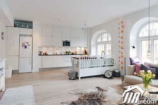 北欧风格公寓简洁经济型60平米客厅橱柜设计