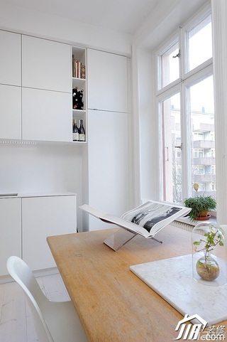 北欧风格小户型简洁白色经济型40平米餐厅橱柜安装图
