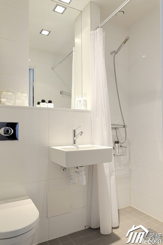 北欧风格小户型白色经济型40平米卫生间洗手台图片