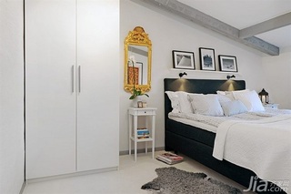 北欧风格公寓简洁白色经济型60平米卧室卧室背景墙床效果图