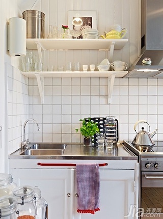 北欧风格小户型白色经济型厨房橱柜效果图