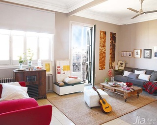 混搭风格复式舒适经济型客厅沙发背景墙沙发效果图