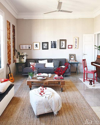 混搭风格复式舒适经济型客厅沙发背景墙沙发效果图