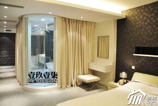 欧式风格复式富裕型卧室窗帘效果图