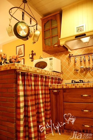 田园风格小户型温馨经济型80平米厨房橱柜设计图