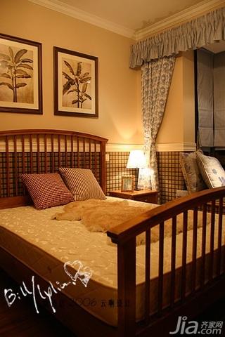 田园风格小户型温馨经济型80平米卧室卧室背景墙床图片