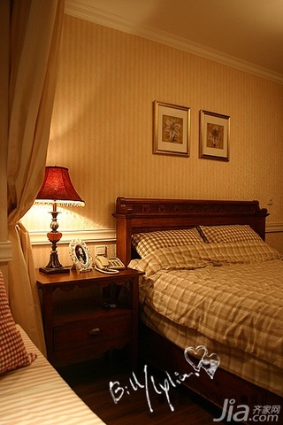 田园风格小户型温馨经济型80平米卧室卧室背景墙床图片
