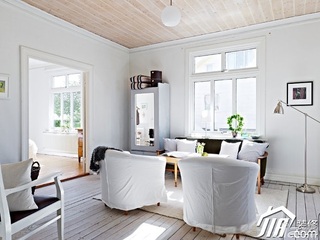 北欧风格别墅简洁白色富裕型客厅沙发效果图