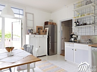 北欧风格别墅简洁白色富裕型厨房餐桌效果图