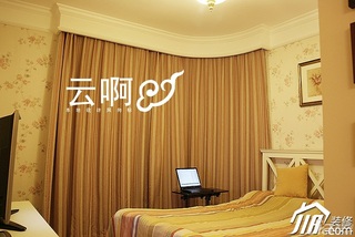 田园风格二居室富裕型卧室窗帘图片