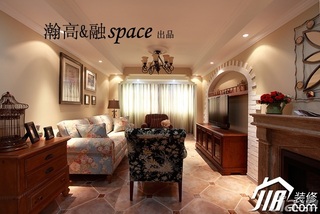 美式乡村风格二居室浪漫豪华型客厅沙发背景墙沙发效果图