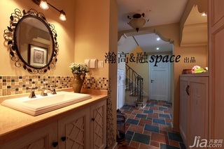 美式乡村风格二居室浪漫豪华型卫生间洗手台图片