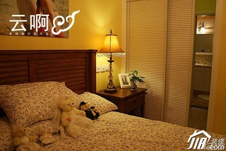 田园风格三居室富裕型卧室床图片