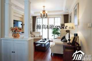 欧式风格小户型大气白色富裕型客厅隔断茶几效果图