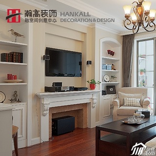 欧式风格小户型大气白色富裕型客厅电视背景墙茶几图片