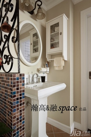 欧式风格小户型大气白色富裕型卫生间洗手台图片