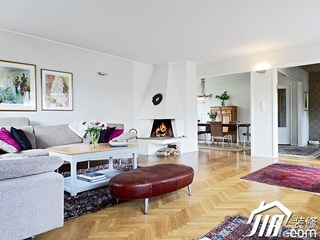 北欧风格别墅白色富裕型客厅沙发背景墙茶几图片
