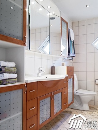 北欧风格别墅简洁富裕型卫生间洗手台效果图