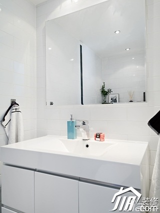 北欧风格别墅简洁白色富裕型卫生间洗手台图片