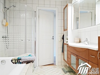 北欧风格别墅简洁白色富裕型卫生间洗手台图片