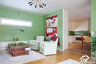 田园风格别墅小清新绿色富裕型客厅沙发效果图