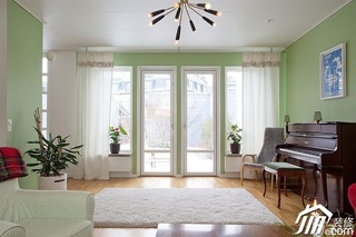 田园风格别墅小清新绿色富裕型客厅沙发图片