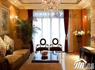 新古典风格公寓古典暖色调豪华型客厅沙发效果图